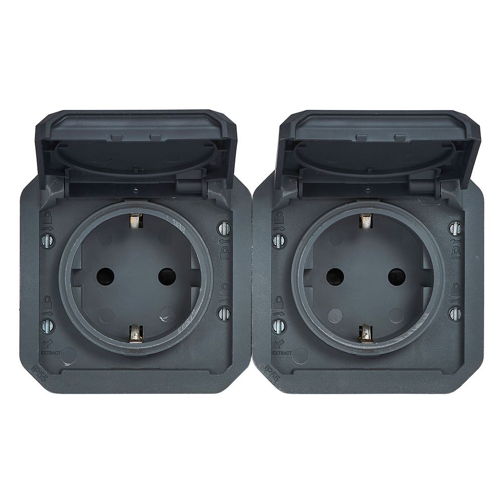 Legrand Schutzkontakt-Steckdose Plexo New, 2-fach, IP44, IK08, Anthrazit, 069879L... LEGRAND-069879L 3414971884311 (Abb. 5)