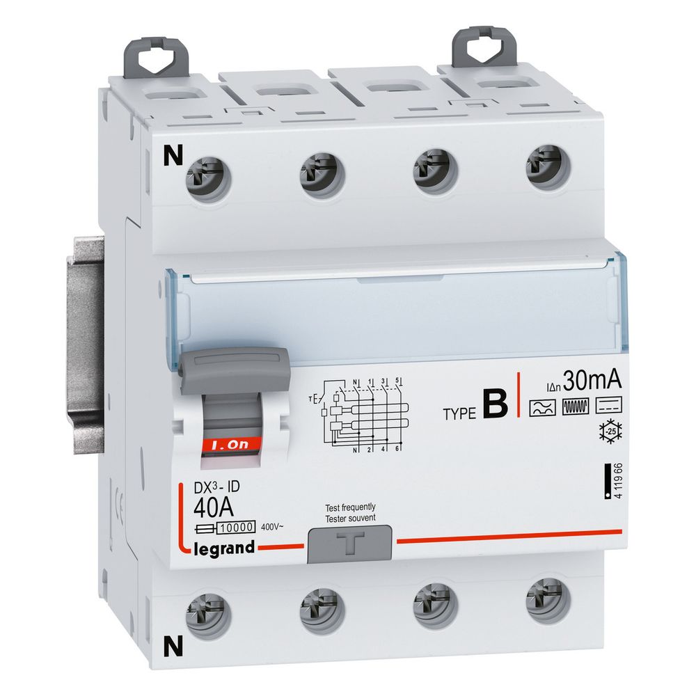 Legrand Fehlerstromschutzschalter DX3-ID, 40A, 4-polig, 30mA, Typ B, 400V, N-links, 4TE... LEGRAND-411966 3414972087902 (Abb. 3)