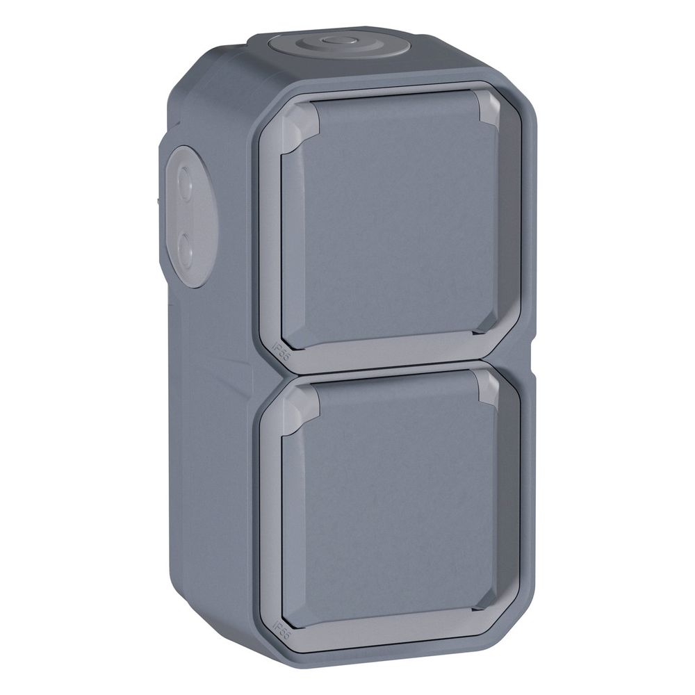 Legrand Feuchtraum-Aufputz-Steckdose Plexo New, 2-fach, IP44, IK08, Grau, 069744L... LEGRAND-069744L 3414971882294 (Abb. 10)