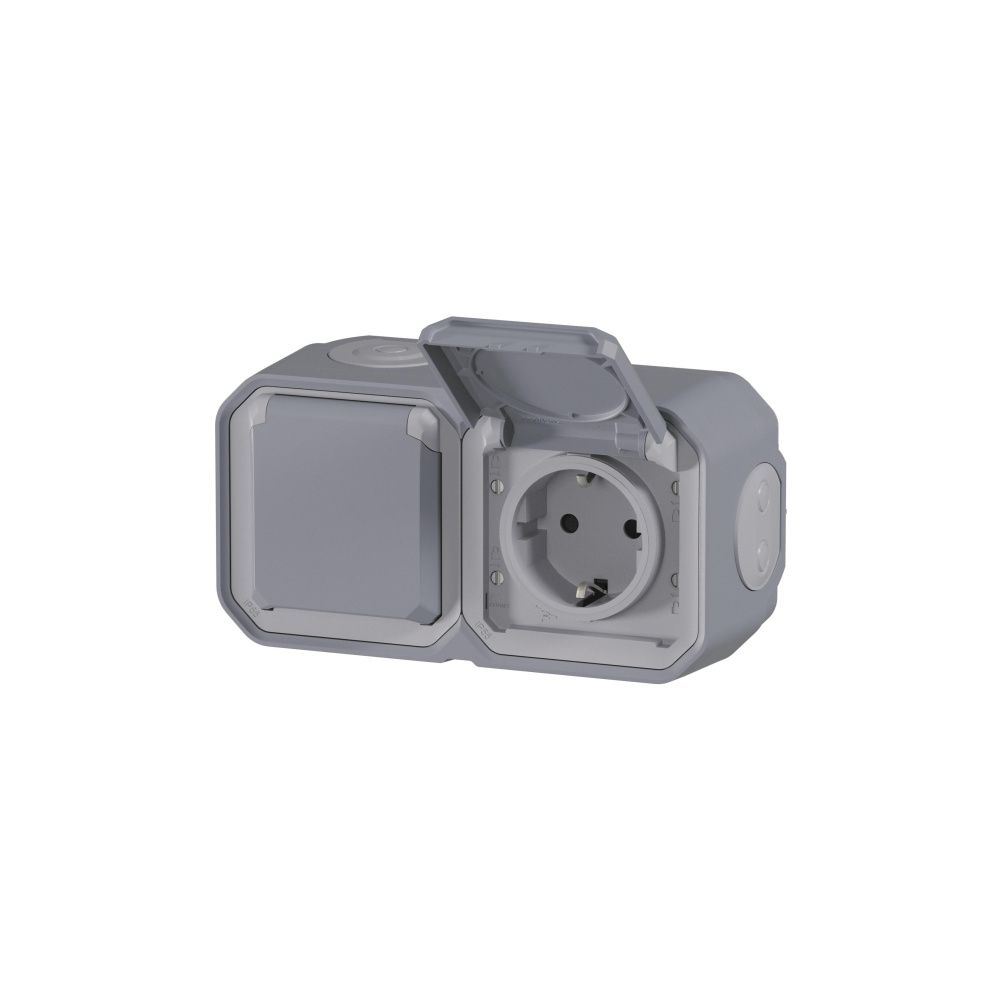 Legrand Schutzkontakt-Steckdose Plexo New 069742L, 2-fach, IP44, IK08, Grau... LEGRAND-069742L 3414971882232 (Abb. 3)