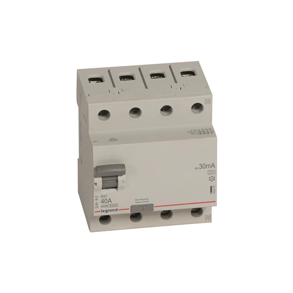 Legrand Fehlerstromschutzschalter RX3, 40A, 4-polig, 30mA, Typ A, 400V, 4TE, Grau, 4020... LEGRAND-402075 3245064020756 (Abb. 2)
