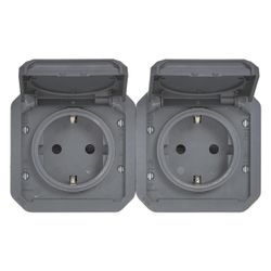 Legrand Schutzkontakt-Steckdose Plexo New, 2-fach, IP44, IK08, Anthrazit, 069879L... LEGRAND-069879L 3414971884311 (Abb. 1)