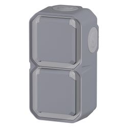 Legrand Feuchtraum-Aufputz-Steckdose Plexo New, 2-fach, IP44, IK08, Grau, 069744L... LEGRAND-069744L 3414971882294 (Abb. 1)