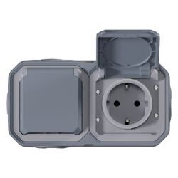 Legrand Schutzkontakt-Steckdose Plexo New 069742L, 2-fach, IP44, IK08, Grau... LEGRAND-069742L 3414971882232 (Abb. 1)