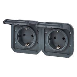 Legrand Schutzkontakt-Steckdose Plexo New, 2-fach, IP44, IK08, Anthrazit, 069879L... LEGRAND-069879L 3414971884311 (Abb. 1)