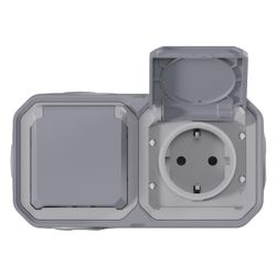 Legrand Schutzkontakt-Steckdose Plexo New 069742L, 2-fach, IP44, IK08, Grau... LEGRAND-069742L 3414971882232 (Abb. 1)