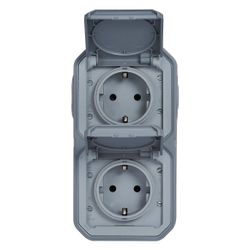 Legrand Feuchtraum-Aufputz-Steckdose Plexo New, 2-fach, IP44, IK08, Grau, 069744L... LEGRAND-069744L 3414971882294 (Abb. 1)