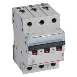Legrand Leitungsschutzschalter TX3 C 20A, 3-polig, 6kA, 400V, 3TE, Grau, 403546... LEGRAND-403546 3414970389558 (Abb. 1)