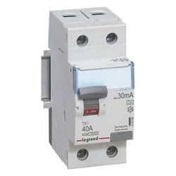 Legrand Fehlerstromschutzschalter TX3 2-polig, 40A, 30mA, Typ A, 230V, 2TE, Grau, 41156... LEGRAND-411560 3414970352743 (Abb. 1)
