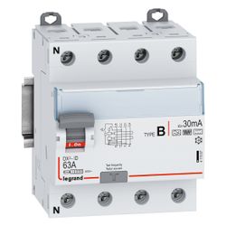 Legrand Fehlerstromschutzschalter DX3 411967, 63A, 4-polig, 30mA, Typ B, 400V, N-links,... LEGRAND-411967 3414972087940 (Abb. 1)