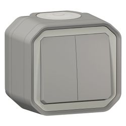 Legrand Doppelwechselschalter Plexo New, 10A, 250V, IP55, Kunststoff, Grau, 84,5x82x61... LEGRAND-069715L 3414971881891 (Abb. 1)