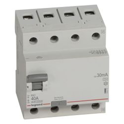Legrand Fehlerstromschutzschalter RX3, 40A, 4-polig, 30mA, Typ A, 400V, 4TE, Grau, 4020... LEGRAND-402075 3245064020756 (Abb. 1)