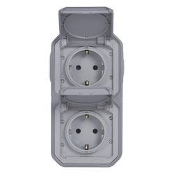 Legrand Feuchtraum-Aufputz-Steckdose Plexo New, 2-fach, IP44, IK08, Grau, 069744L... LEGRAND-069744L 3414971882294 (Abb. 1)