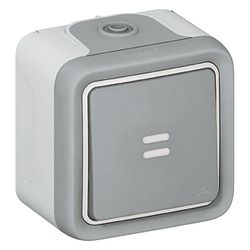 Legrand Wipptaster Plexo Classic, 1-polig, beleuchtet, IP55, 84x80x57mm, Kunststoff, Gr... LEGRAND-069722 3245060697228 (Abb. 1)