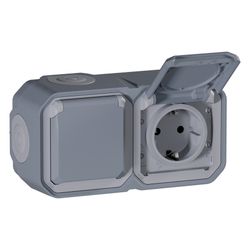 Legrand Schutzkontakt-Steckdose Plexo New 069742L, 2-fach, IP44, IK08, Grau... LEGRAND-069742L 3414971882232 (Abb. 1)