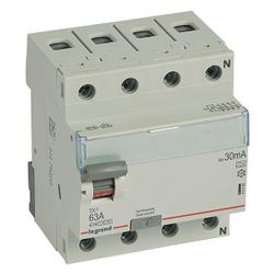 Legrand Fehlerstromschutzschalter TX3, 63A, 4-polig, 30mA, Typ A, 400V, 4TE, Grau, 4117... LEGRAND-411766 3414970353504 (Abb. 1)