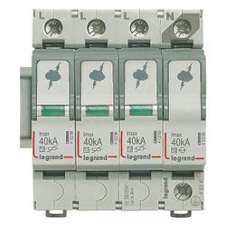 Legrand Überspannungsableiter Typ 2 3+1 Schaltung, 40 kA, 320 V, 4 TE, Hutschiene TH35,... LEGRAND-412247 3414970517760 (Abb. 1)