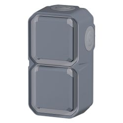 Legrand Feuchtraum-Aufputz-Steckdose Plexo New, 2-fach, IP44, IK08, Grau, 069744L... LEGRAND-069744L 3414971882294 (Abb. 1)