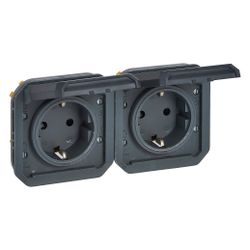 Legrand Schutzkontakt-Steckdose Plexo New, 2-fach, IP44, IK08, Anthrazit, 069879L... LEGRAND-069879L 3414971884311 (Abb. 1)