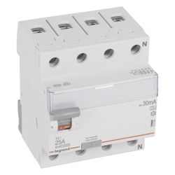 Legrand Fehlerstromschutzschalter TX3 25A, 4-polig, 30mA, Typ A, 400V, 4TE, Grau, 41176... LEGRAND-411764 3414970353467 (Abb. 1)