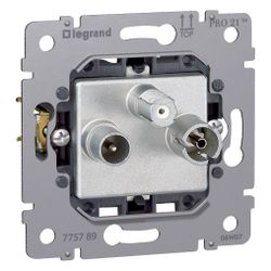 Legrand TV-Radio-SAT-Stichdose, 3 Auslässe, Unterputz, 71x71x46mm, 775789... LEGRAND-775789 3245067757895 (Abb. 1)