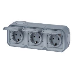 Legrand Feuchtraum-Aufputz-Steckdose Plexo New, 3-fach, IP44, IK08, Grau, 069743L... LEGRAND-069743L 3414971882263 (Abb. 1)
