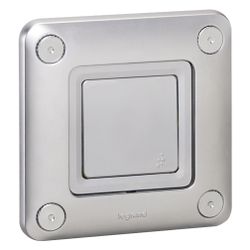 Legrand Wechselschalter Soliroc, IP55, IK10, 250V, 10A, 70x70x35mm, Metall, Chrom, 0778... LEGRAND-077811 3245060778118 (Abb. 1)
