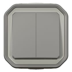 Legrand Doppelwechselschalter Plexo New, 10A, 250V, IP55, Kunststoff, Grau, 84,5x82x61... LEGRAND-069715L 3414971881891 (Abb. 1)