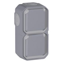 Legrand Feuchtraum-Aufputz-Steckdose Plexo New, 2-fach, IP44, IK08, Grau, 069744L... LEGRAND-069744L 3414971882294 (Abb. 1)