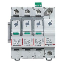 Legrand Kombiableiter Typ 1+2, 3+1 Schaltung, 400V, 12,5kA, 4 TE, mit Fernmeldekontakt,... LEGRAND-412277 3414970517500 (Abb. 1)