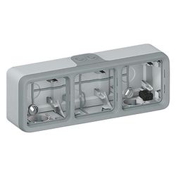 Legrand Aufputzgehäuse Plexo Classic 3-fach waagerecht, IP55, IK07, Kunststoff, Grau, 8... LEGRAND-069680 3245060696801 (Abb. 1)
