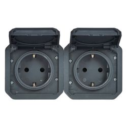 Legrand Schutzkontakt-Steckdose Plexo New, 2-fach, IP44, IK08, Anthrazit, 069879L... LEGRAND-069879L 3414971884311 (Abb. 1)