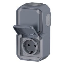 Legrand Feuchtraum-Aufputz-Steckdose Plexo New, 2-fach, IP44, IK08, Grau, 069744L... LEGRAND-069744L 3414971882294 (Abb. 1)