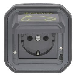 Legrand Schutzkontakt-Steckdose Plexo New FRAP Green'Up, 250V, 16A, IP55, 85x82x64mm, ... LEGRAND-069708L 3414972567688 (Abb. 1)