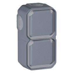 Legrand Feuchtraum-Aufputz-Steckdose Plexo New, 2-fach, IP44, IK08, Grau, 069744L... LEGRAND-069744L 3414971882294 (Abb. 1)