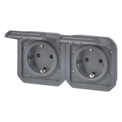 Legrand Schutzkontakt-Steckdose Plexo New, 2-fach, IP44, IK08, Anthrazit, 069879L... LEGRAND-069879L 3414971884311 (Abb. 1)