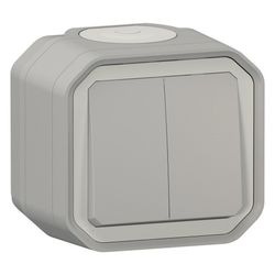 Legrand Doppelwechselschalter Plexo New, 10A, 250V, IP55, Kunststoff, Grau, 84,5x82x61... LEGRAND-069715L 3414971881891 (Abb. 1)