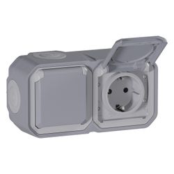 Legrand Schutzkontakt-Steckdose Plexo New 069742L, 2-fach, IP44, IK08, Grau... LEGRAND-069742L 3414971882232 (Abb. 1)