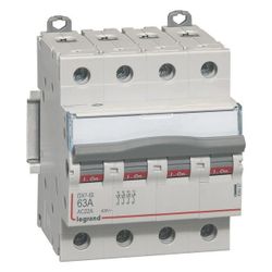 Legrand Lasttrennschalter DX3, 4-polig, 63A, 400V, AC-22A, 4TE, IP20, Grau, 406487... LEGRAND-406487 3245064064873 (Abb. 1)