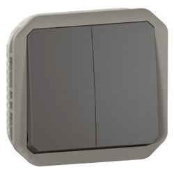 Legrand Doppelwechselschalter Plexo New 069805L, 10A, 250V, IP55, Kunststoff, Anthrazi... LEGRAND-069805L 3414971883055 (Abb. 1)