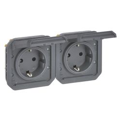 Legrand Schutzkontakt-Steckdose Plexo New, 2-fach, IP44, IK08, Anthrazit, 069879L... LEGRAND-069879L 3414971884311 (Abb. 1)