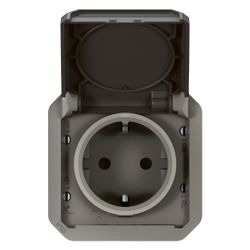Legrand Schutzkontakt-Steckdose Plexo New, IP44, IK 08, Anthrazit, 069871L... LEGRAND-069871L 3414971884175 (Abb. 1)