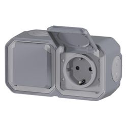 Legrand Schutzkontakt-Steckdose Plexo New 069742L, 2-fach, IP44, IK08, Grau... LEGRAND-069742L 3414971882232 (Abb. 1)