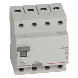 Legrand Fehlerstromschutzschalter RX3, 4-polig, 63A, 30mA, Typ A, 400V, 4TE, Grau... LEGRAND-402076 3245064020763 (Abb. 1)