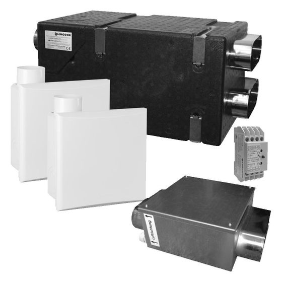Limodor Wohnungslüftungs-Set AIRCLEAN-System 120, 110m3/h, Weiß