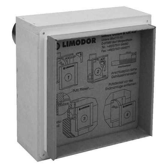 Limodor Einbaukasten compact-K/H, NW 80mm, 272x272x115mm, Ausblas hinten