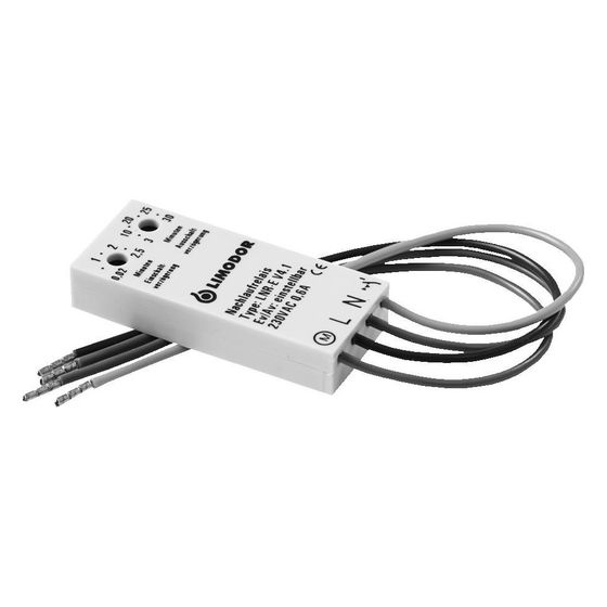 Limodor Nachlaufrelais LNR-E NL/EZ, 47x20x9mm, 2,5 Min. Einschaltverzögerung, 30 Min. Nachlaufzeit, 0,60 A