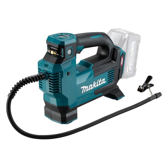Makita Akku-Kompressor MP001GZ, 40V, 11,1 bar, 24 l/min, 0,65m Schlauch, 351x108x231mm, 2,9kg