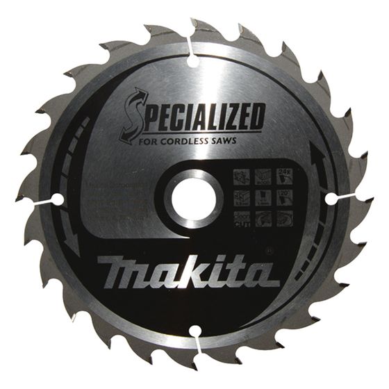 Makita Kreissägeblatt Specialized, 165mm Durchmesser 20mm Bohrung 24 Zähne 1,5mm Schnittbreite 20 Grad Zahnwinkel, Holz, 1