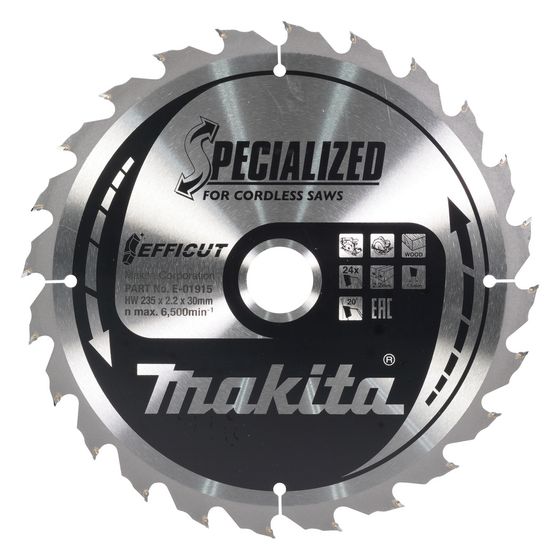 Makita Kreissägeblatt Efficut 235x30x2,2mm, 24 Zähne, 20 Grad Zahnwinkel